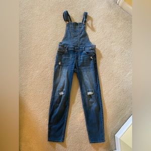 Abercrombie and Fitch kids girls distressed overalls, size 15/16